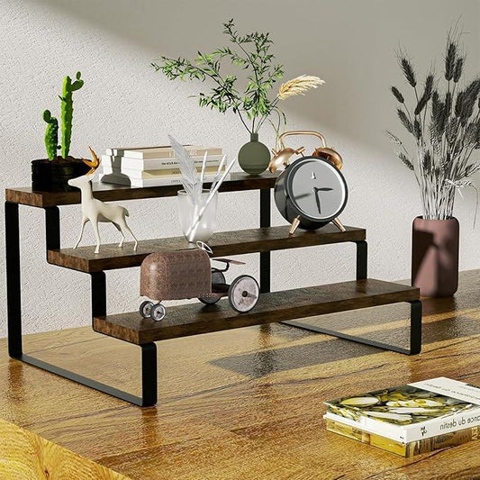 Kitchen Rack Jadu – Wooden Storage Shelf with Black Metal Legs | 14x9x6 Inch
