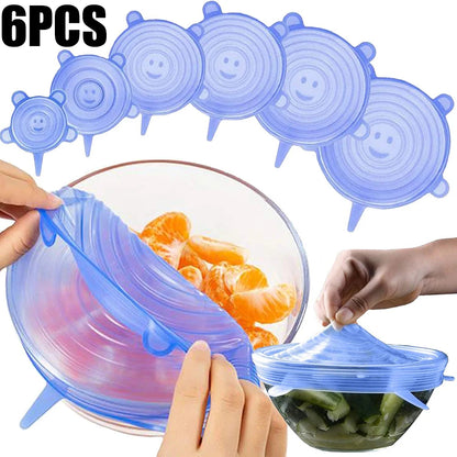 Food Cover Jadu – Reusable Silicone Stretch Lids Set of 6 | Leak-Proof