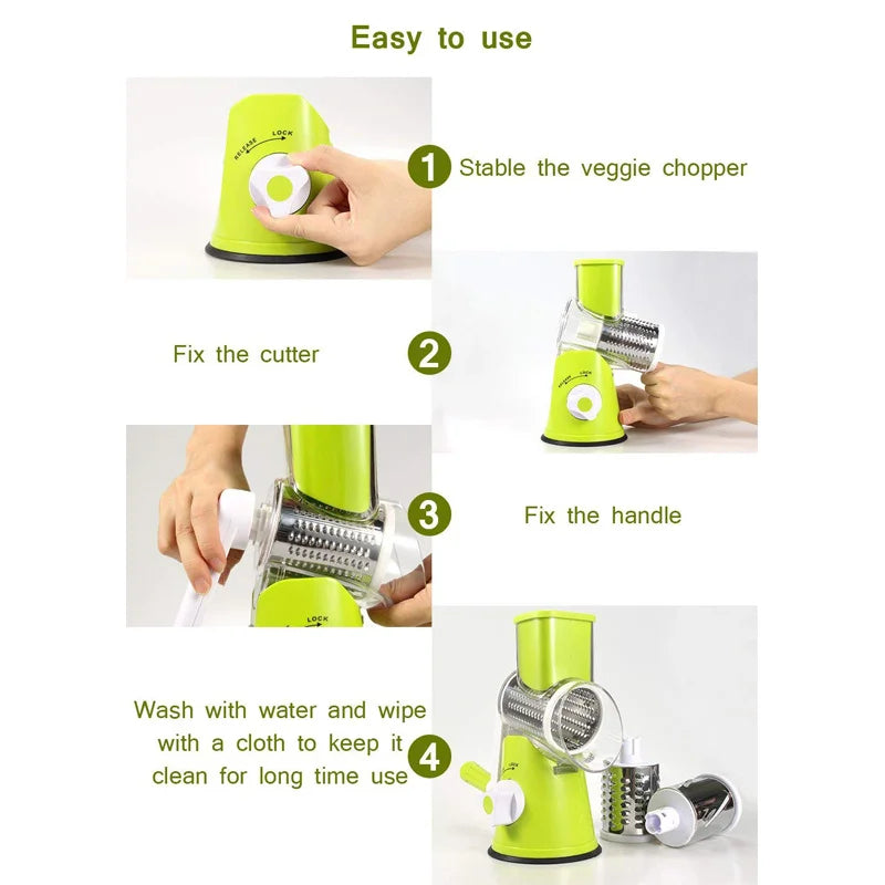 Grater Jadu – 3-in-1 Stainless Steel Manual Kitchen Grater