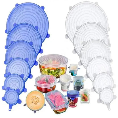 Food Cover Jadu – Reusable Silicone Stretch Lids Set of 6 | Leak-Proof