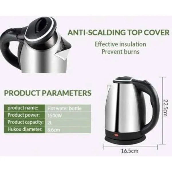 Kettle Jadu – 2L Stainless Steel Electric Kettle | Fast Boil Technology