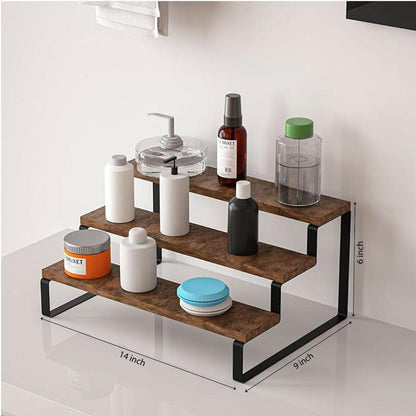 Kitchen Rack Jadu – Wooden Storage Shelf with Black Metal Legs | 14x9x6 Inch